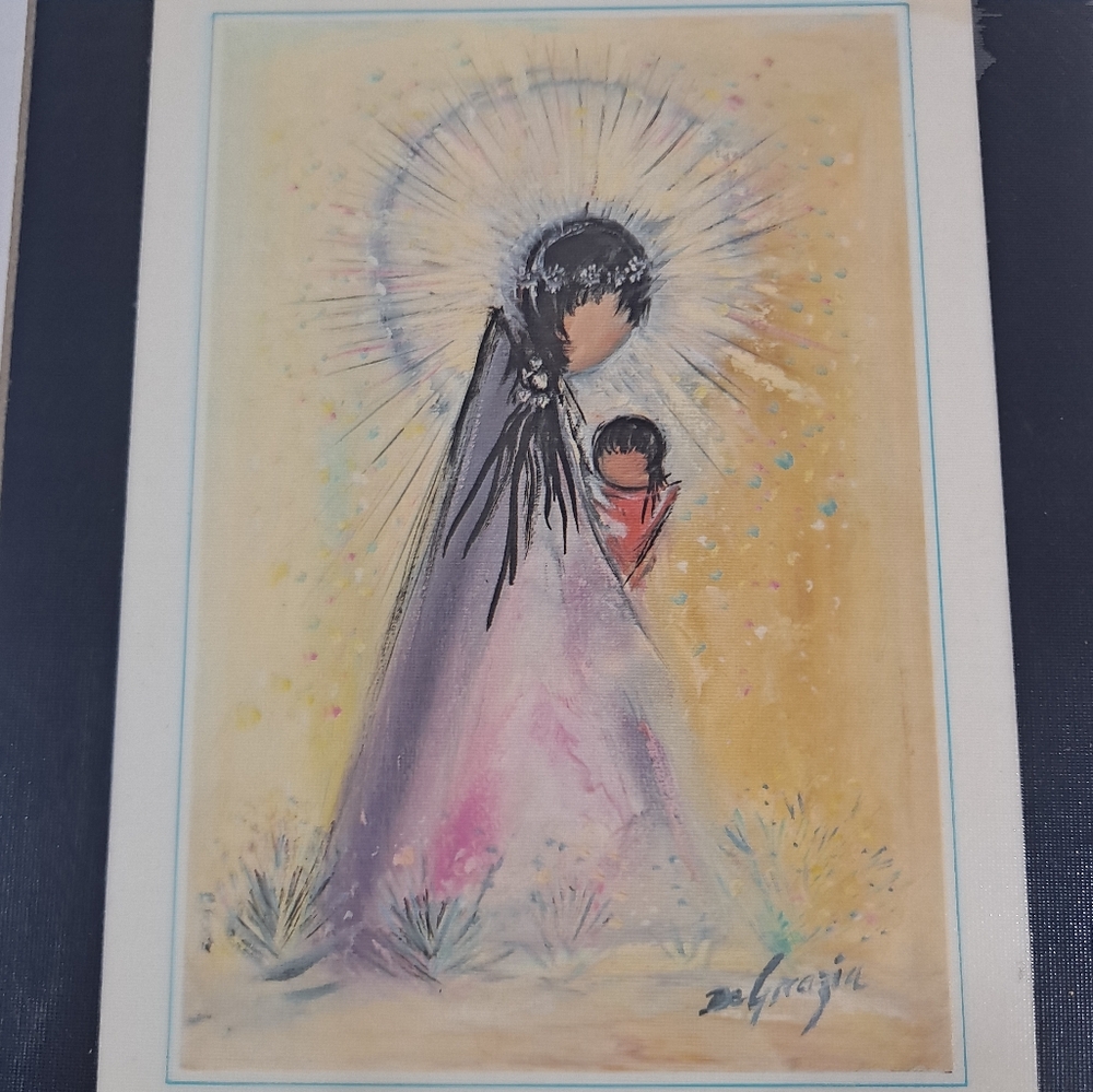 Vintage Ted DeGrazia Laminate Wooden Plaque "Little Madonna" Signed - Picture 3 of 6